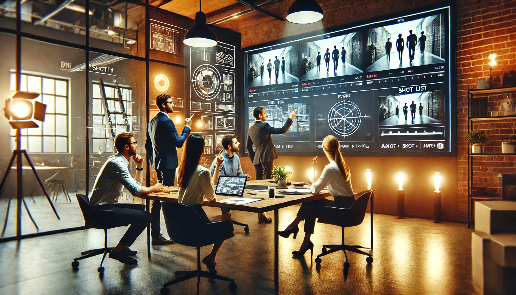 Media professionals collaborating in a workspace