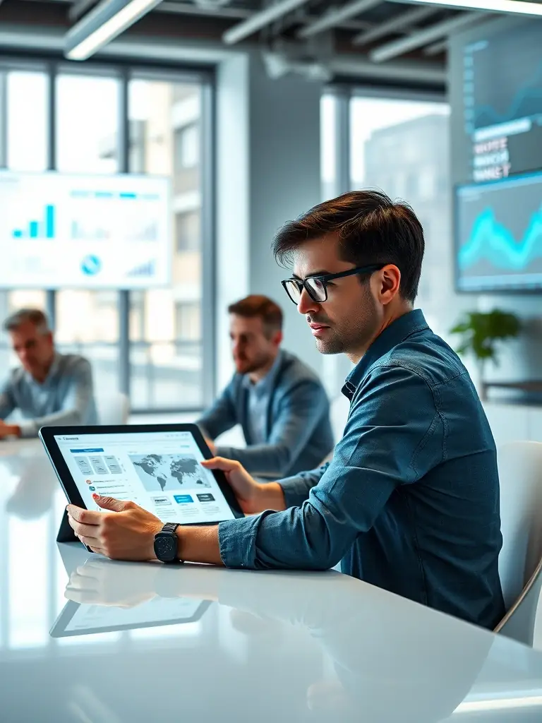 A product owner collaborating with a development team, emphasizing 7Media's role in aligning product strategy with technical execution for media companies.
