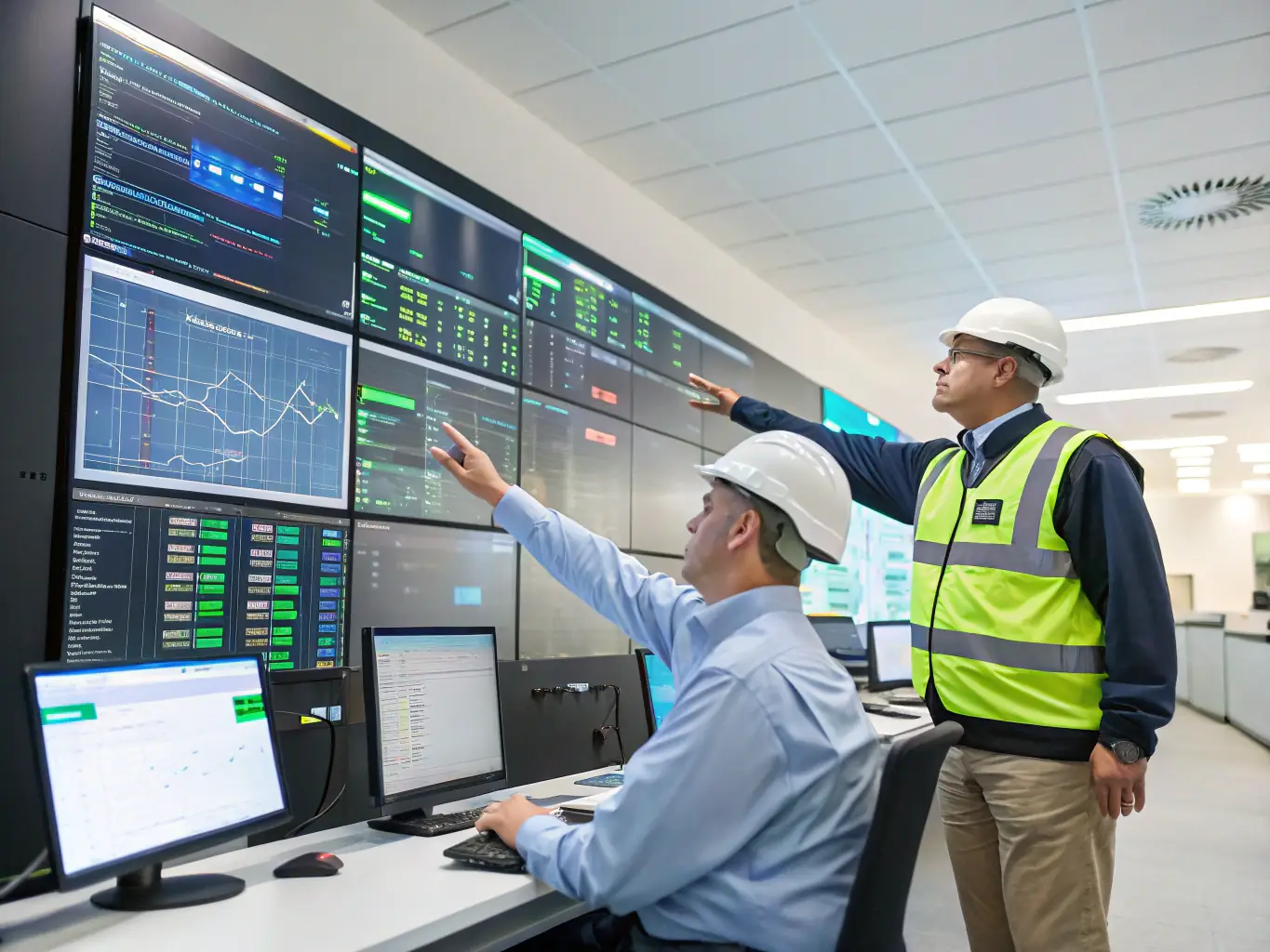 A photograph showcasing a modern media control room with advanced monitoring and analytics dashboards, highlighting 7Media's focus on data-driven decision-making.